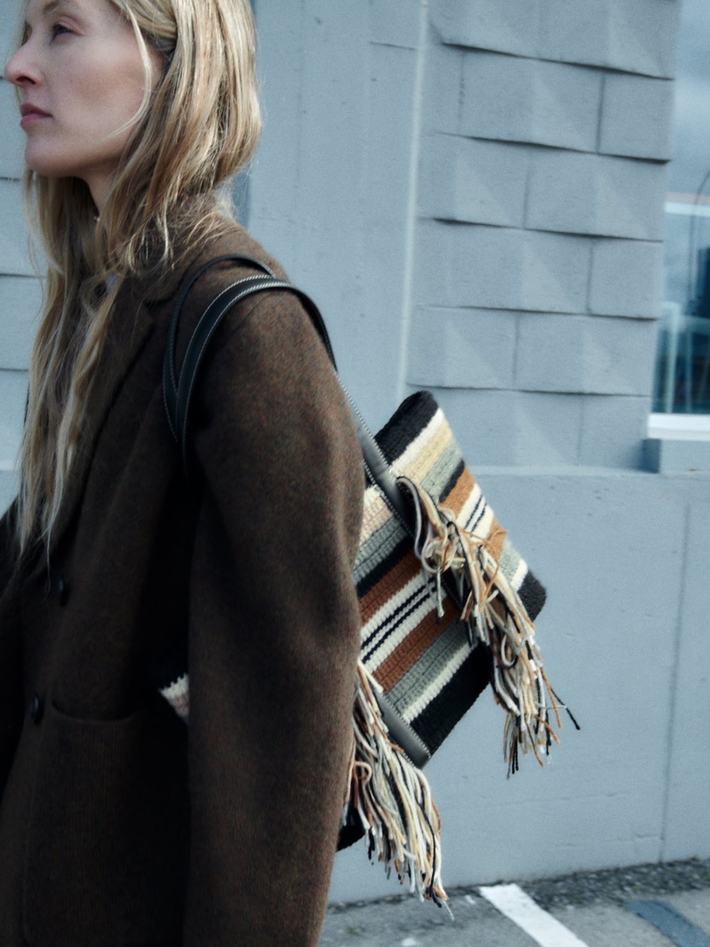New Zara Striped Shopper Bag